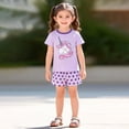 thumbnail image 5 of Gubotare Pjs Sets for Girls Kids Toddler Girl Pajamas Satin Button Down Shirt Top and Shorts 2pcs Pjs Sets Sleepwear 5T 6T (Purple,5-6 Years), 5 of 9