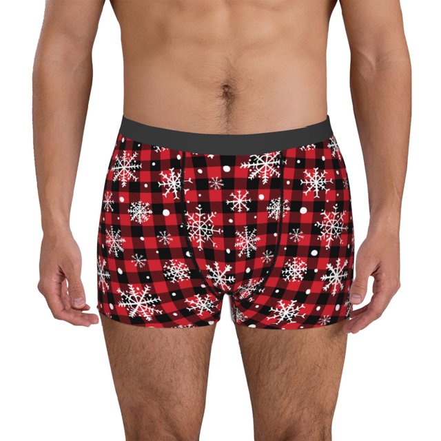 Fotbe Buffalo Plaid Snowflakes Calzoncillos Tipo Boxer con Bolsa de Soporte Total para Hombre, X-Temp Fresco, Transpirable y de Secado Rápido-Large