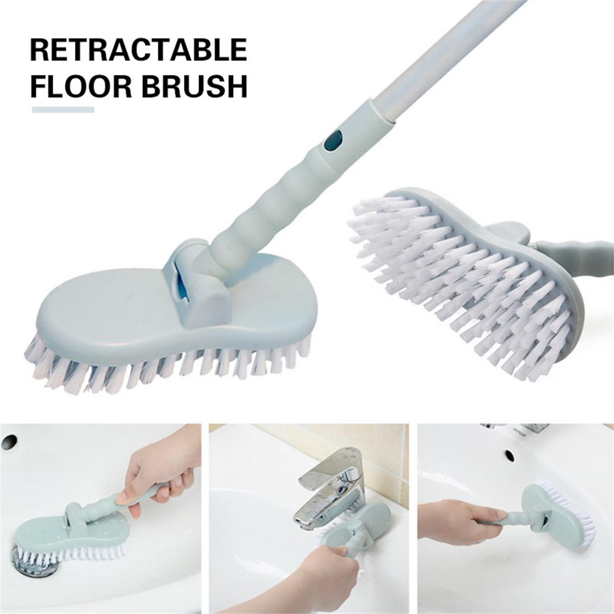 JANSION Wall Floor Scrub Brush Adjustable Bathroom Long Handle Cleaning