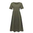 thumbnail image 4 of CHOK jusqu'à 35% de Rabais sur les Robes d'Été en Lin de Coton pour Femmes à Manches Courtes Robes Midi avec Poches Cadeaux pour Femmes Vert 3XL, 4 of 6