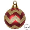 thumbnail image 2 of Vickerman M143386 4 in. Red-Gold Matte &amp; Glitter Chevron Ball Christmas Ornament  4 per Box, 2 of 2
