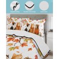 thumbnail image 3 of Quilts Queen Size Bedding Set, Fall Cat Reversible Summer Quilt 3 Pieces, Thanksgiving Autumn Harvest Pumpkins Maple Leaves Lightweight Bedspreads Coverlets with 2 Pillow Shams for All Seasons, 3 of 5