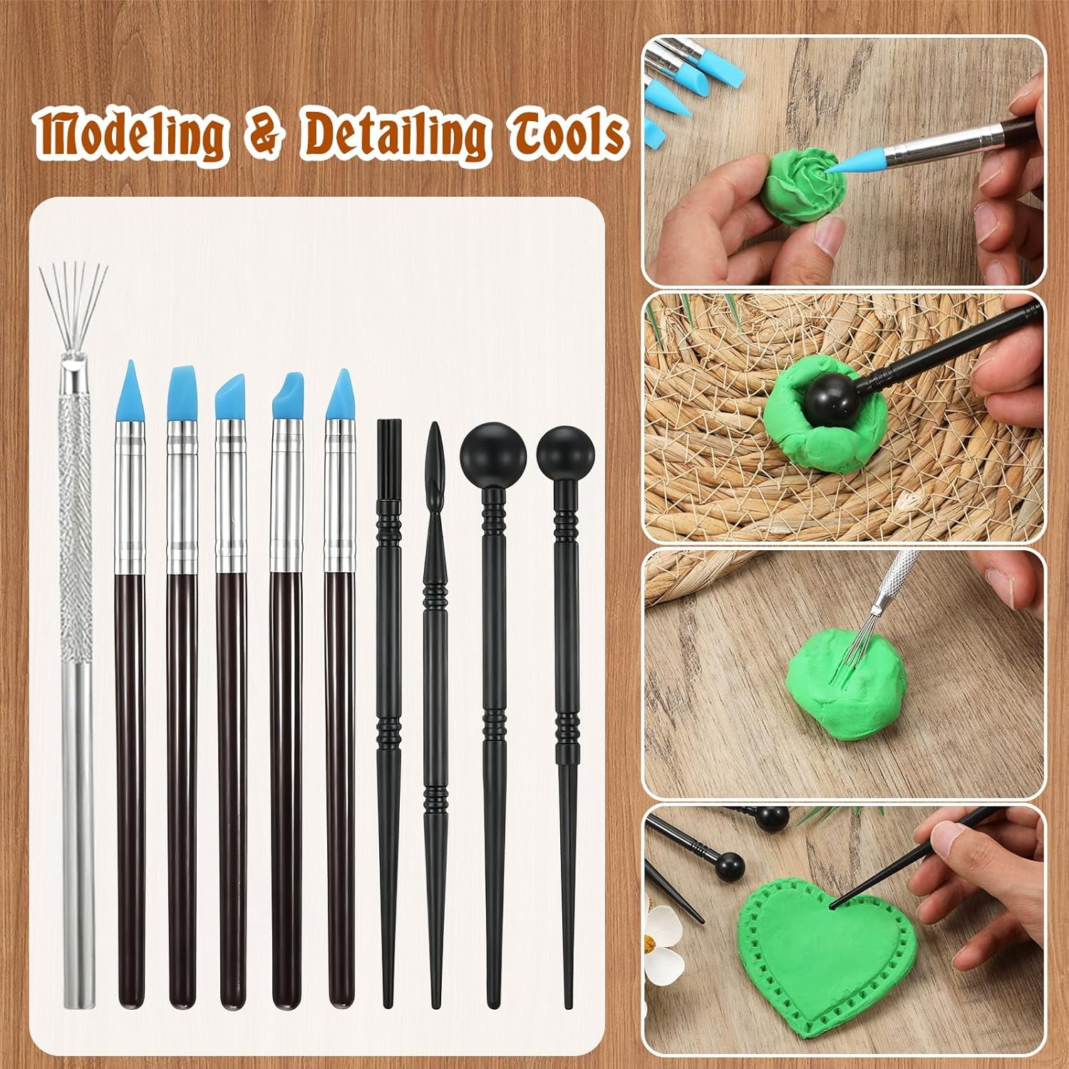 Clay Tools, 40PCS Pottery Tools Polymer Clay Tools Clay Sculpting Tools with Carrying Case Bag for Stippling Carving Molding Shaping Clay Crafts Birthday Gift for Trimming Beginners Hobbyists Artists