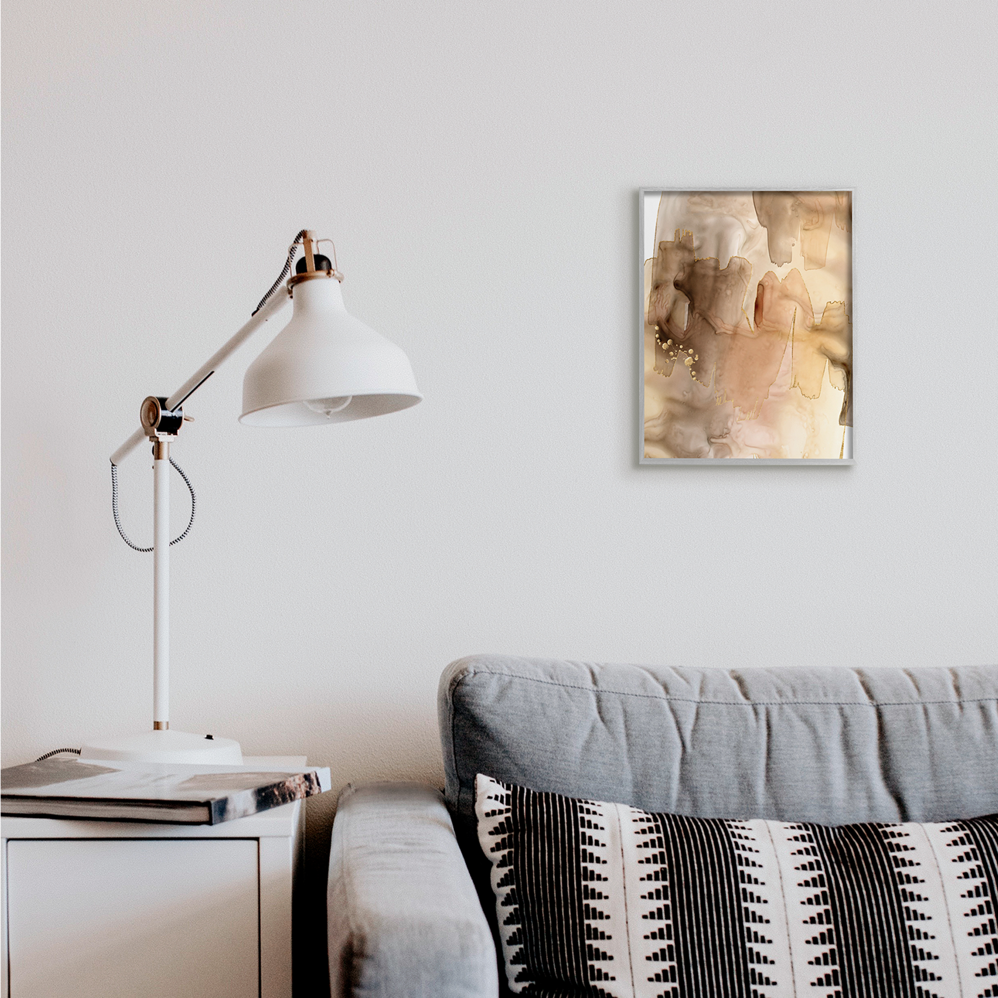 Stupell Industries Layers of Watercolor Brown Paint Abstraction Abstract Painting Gray Framed Art Print Wall Art, 11 x 14