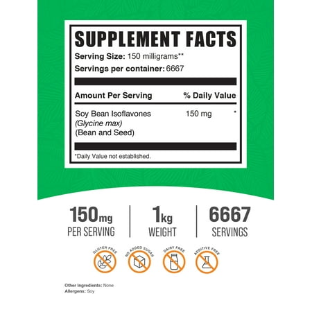 BulkSupplements.com Soy Isoflavones Powder, 150mg - Soy Isoflavones 150mg - Isoflavones Supplement for Women (1kg - 2.2 lbs)