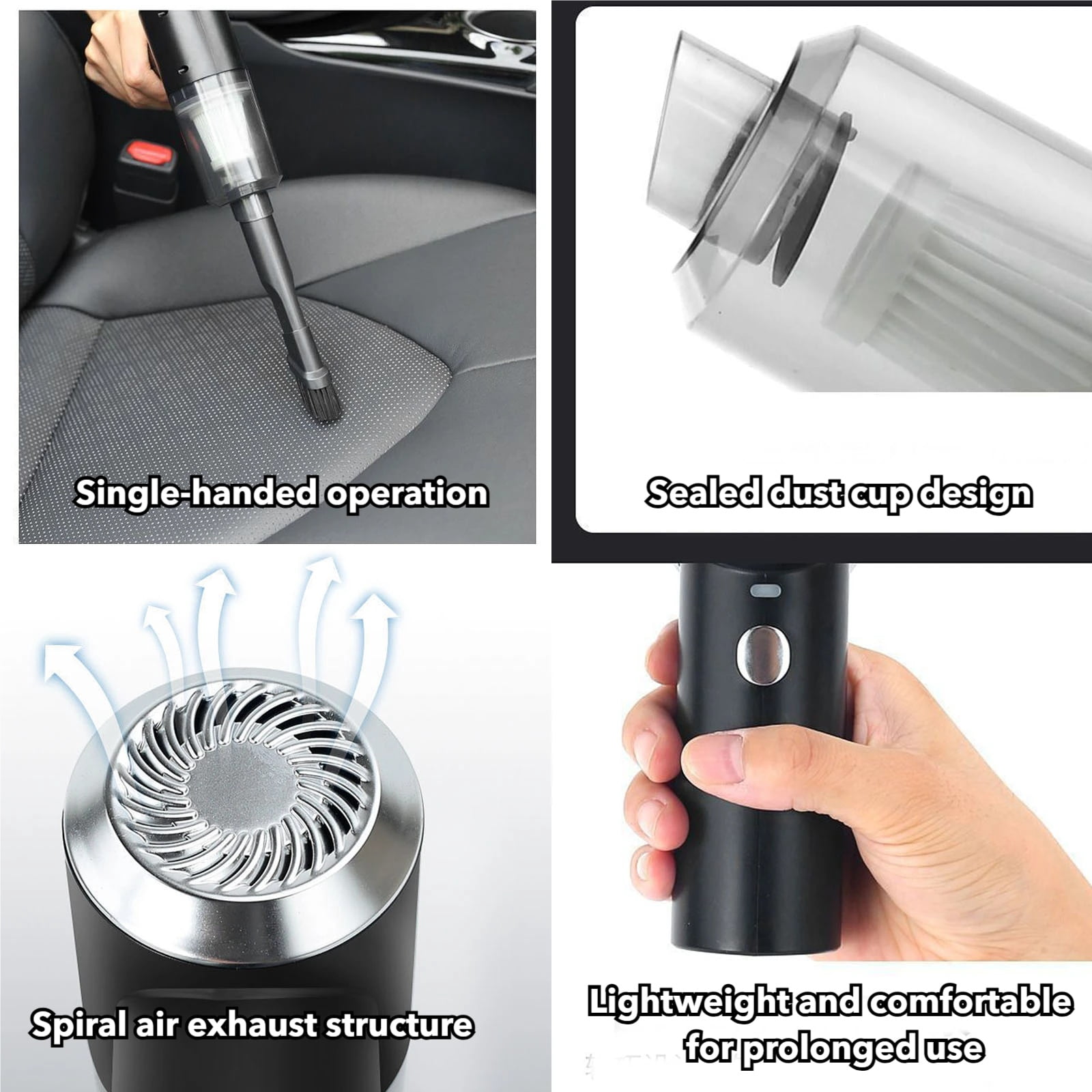 Dustaclean Handheld Vacuum Cordless, 5000Pa Mini Portable Vacuum Cleaner with LED Light, Type-C Rechargeable, Lightweight for Car, Office, Home Cleaning