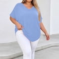 thumbnail image 7 of BSDJILFG 50% Plus Size Tops for Women Casual Short Sleeve Button V Neck Basic T Shirt Loose Sleep Pajama Lounge Tops S-5XL, 7 of 7