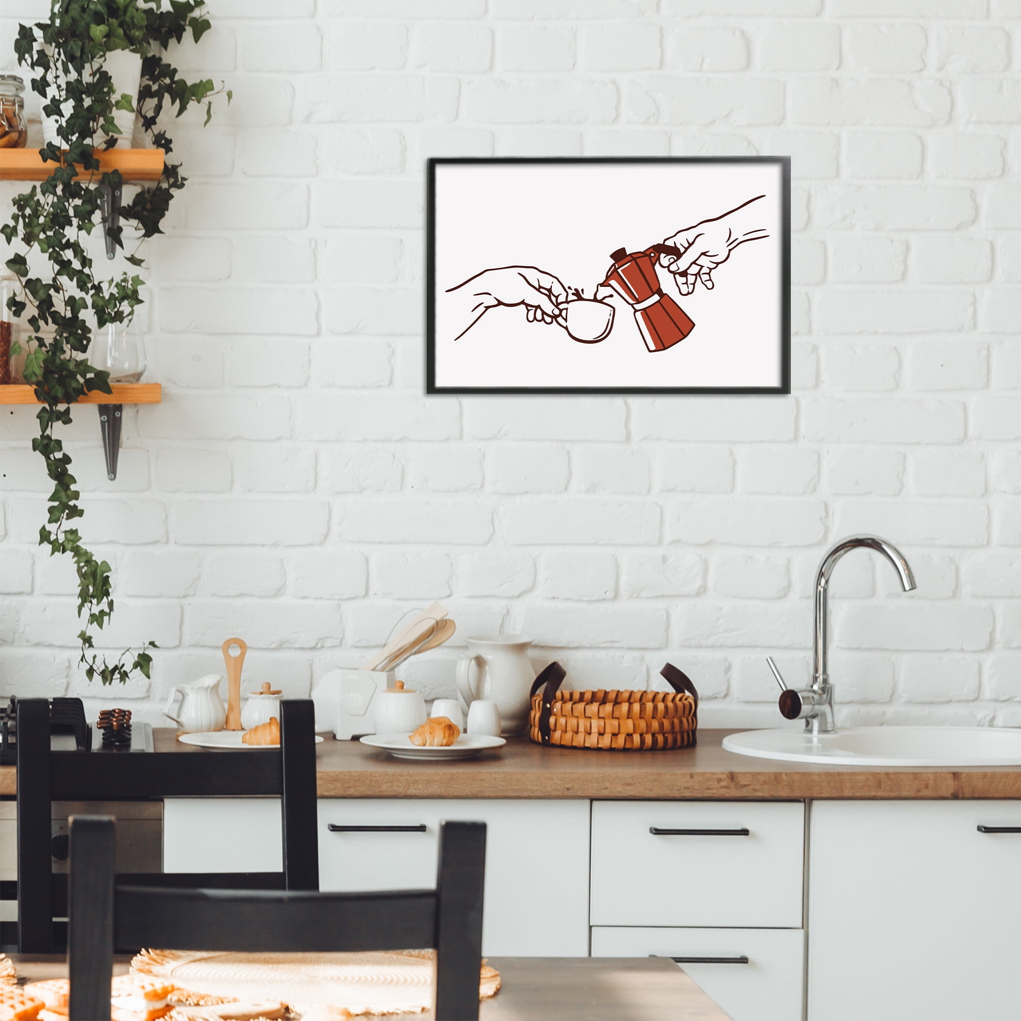 Stupell Industries Creation Of Coffee Classic Parody Black Framed Giclee Art, design by Tobe Fonseca
