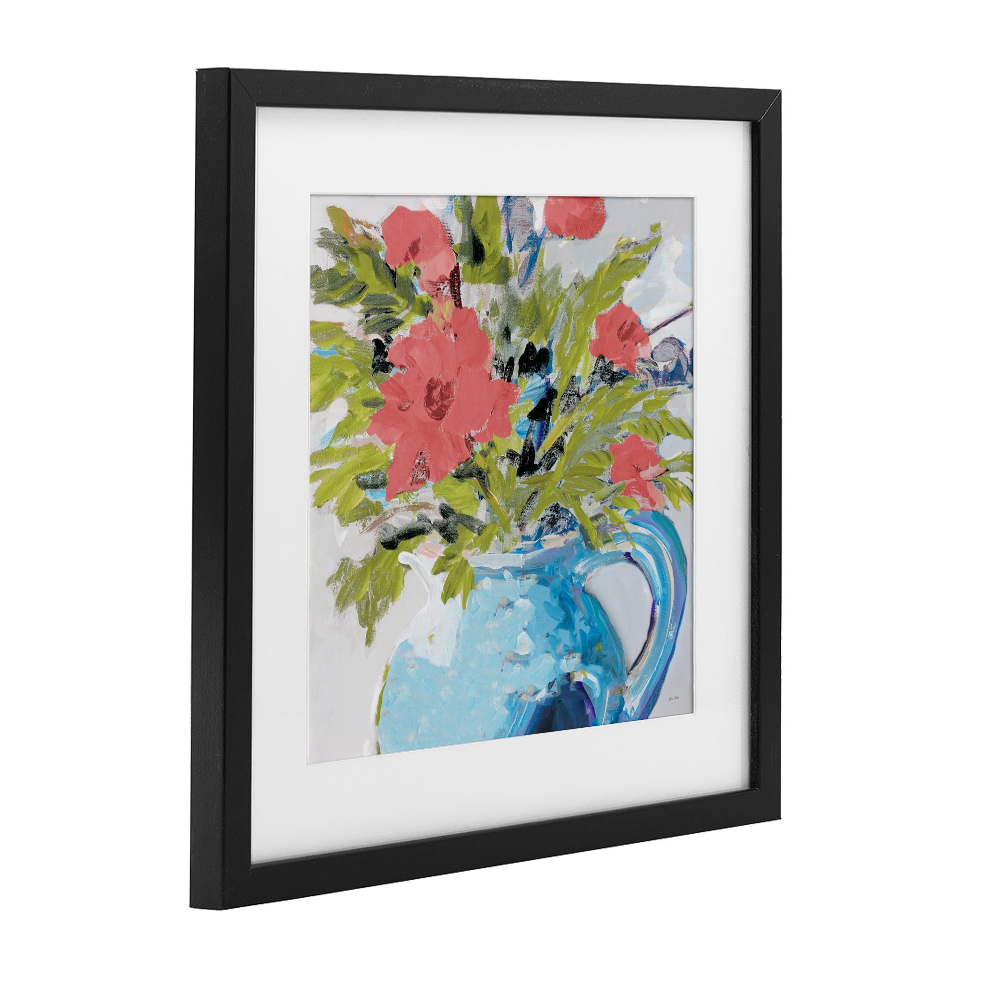 Stupell Industries Daisies in Blue Vase Black Framed Print Under Glass, design by Jane Slivka