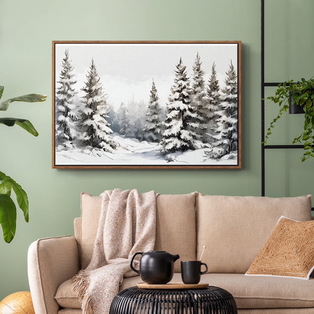 Vintage Landscape-CXCIII By Wexford Home Framed in Walnut Wood Gallery Wrapped Canvas 27 in. x 41 in.