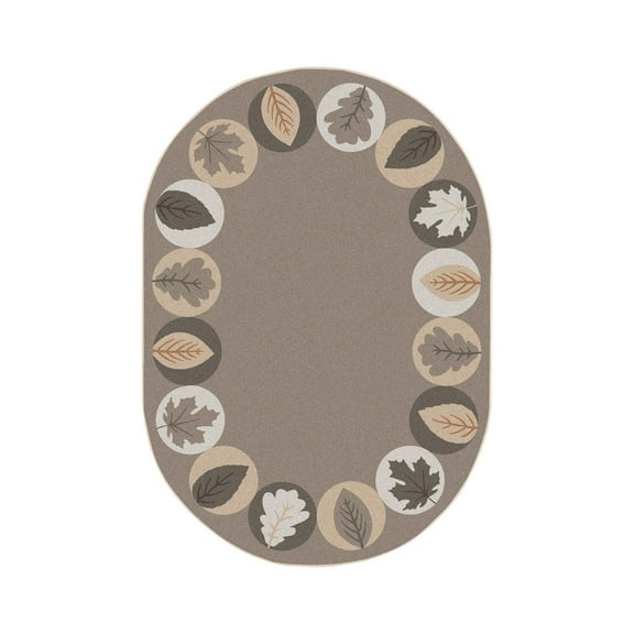 Lively Leaves 5'4" x 7'8" Oval Area Rug In Color Neutral
