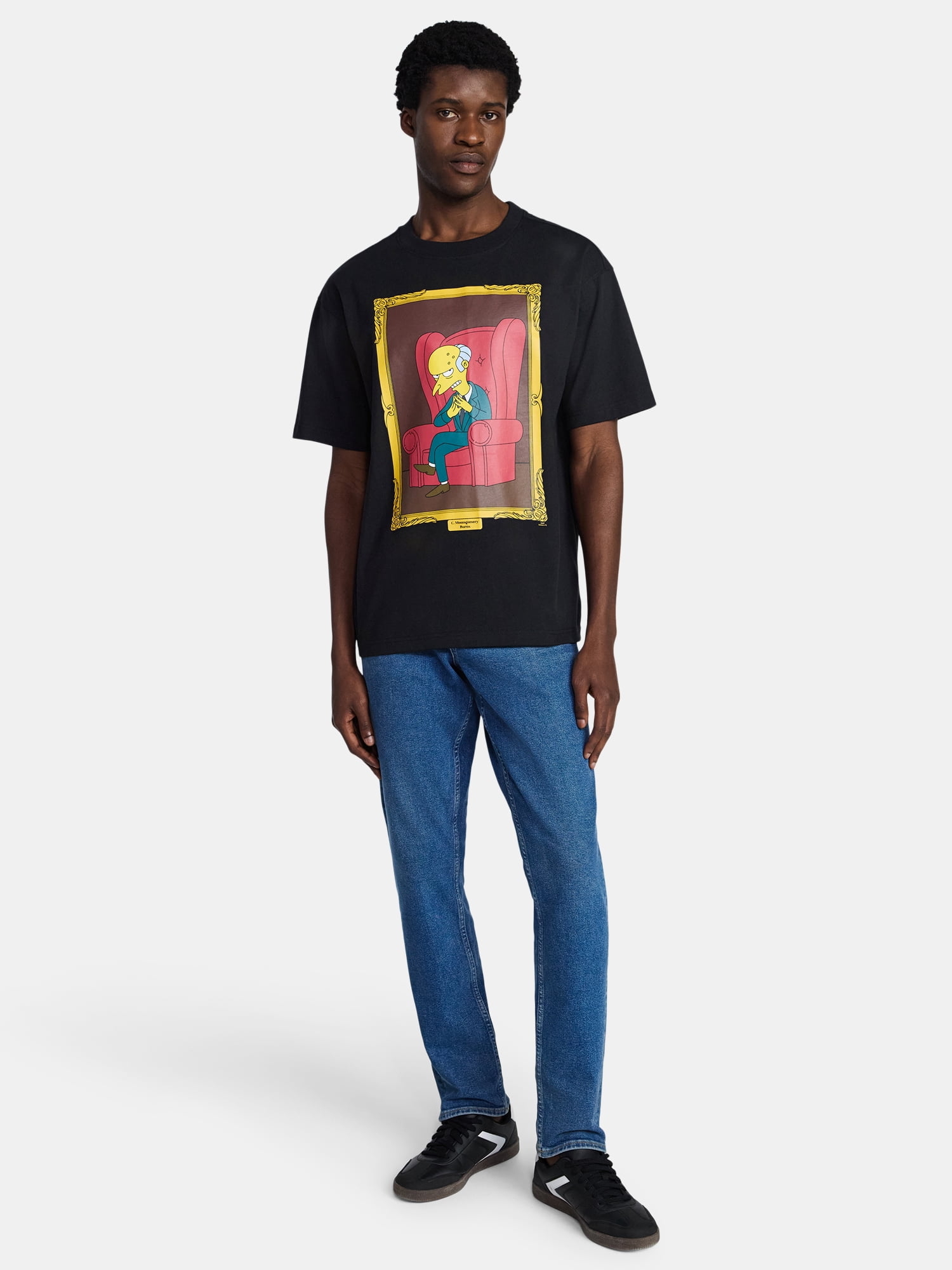 The Simpsons Mr. Burns Men’s Oversized Front and Back Graphic T-Shirt with Short Sleeves, Sizes S-3XL