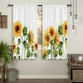 thumbnail image 3 of Sunflower Vintage Flower Kitchen Curtains Rod Pocket Yellow Farmhouse Retro Floral Small Short Cafe Curtains Wooden Board Barn Window Treatment Drapes Home Decor(27.5W X 39L Inch 2 Panels), 3 of 6
