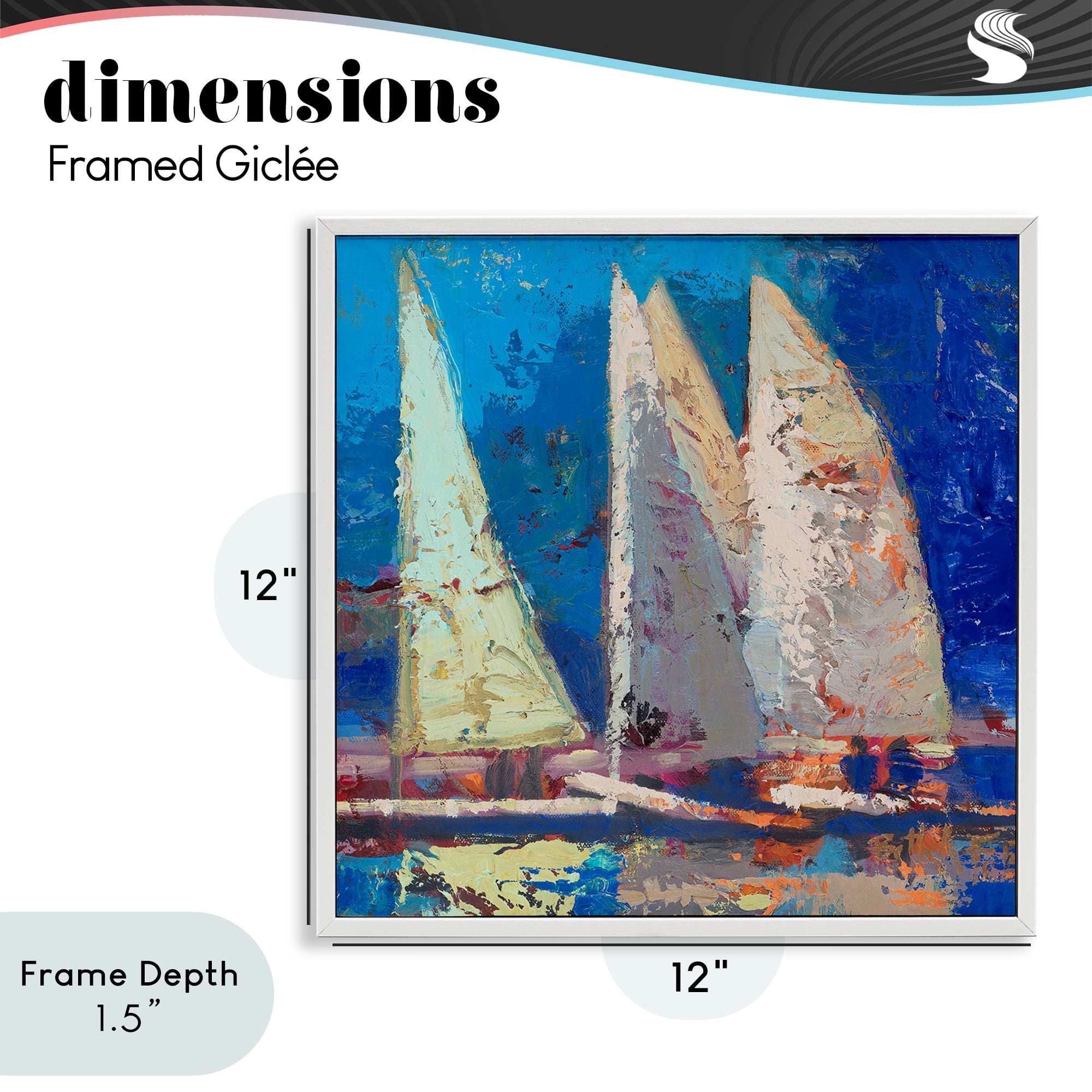 Stupell Industries A Strong Wind Sailboats White Framed Giclee Art, design by Beth A. Forst
