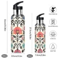 thumbnail image 2 of Yayeee 20oz Insulated Water Bottle Double Wall Stainless Steel with Flip Straw Lid, Beige Red Floral, 2 of 7