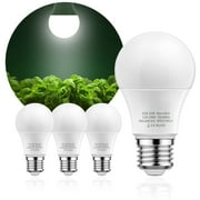 "YANSUN Grow Light Bulbs, LED Grow Light Bulb A19 Bulb, Full Spectrum Grow Light Bulb, Plant Light Bulbs E26 Base, 11W Grow Bulb 100W Equivalent, Grow Light for Indoor Plants, Seed Starting, 4 Pack"