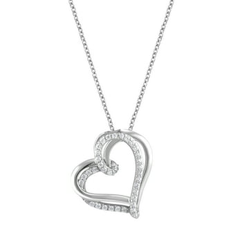 Diamond Muse 1/4 Carat TW Diamond Silver Heart Pendant Necklace