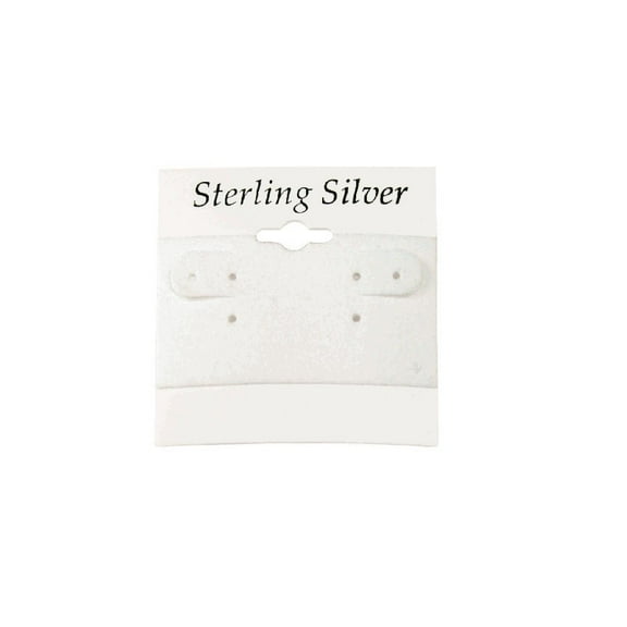Sterling Silver Black Font Printed White Hanging Earring Cards - 2" x 2" - 100pcs/pk