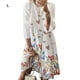 thumbnail image 1 of Qarigey Vestido Midi de manga larga estampado cuello gran columpio cintura alta ropa de mujer Vestidos Blanco L, 1 of 1