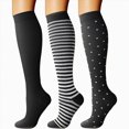 thumbnail image 2 of NOLDARES Compression Socks 20-30 mmHg Long Knee High Socks for Women Men Support Athletic Travel Daily Wear 3 Pairs(S035-Grey), 2 of 9