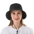thumbnail image 3 of Bucket Hat Solid Color Unisex Reversible Fishing Hat Beach Cap with Lanyard, 3 of 8