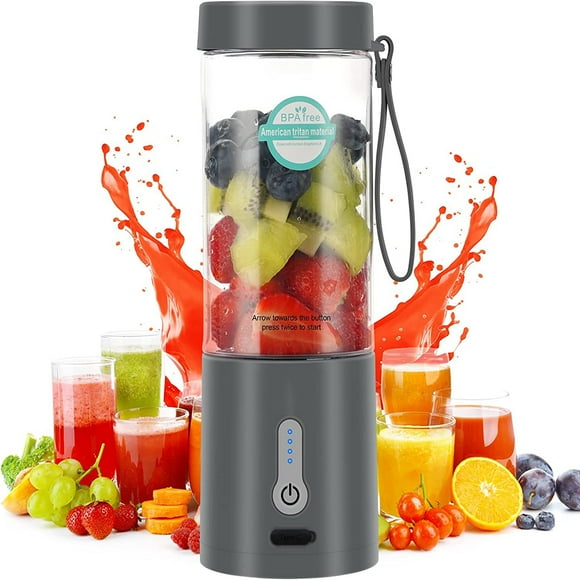 Licuadora de viaje, mini licuadora portátil con cuerpo libre de BPA, seis cuchillas de acero inoxidable 304, batería recargable por USB de 4000 mAh para batidos, apta para uso alimentario, fácil