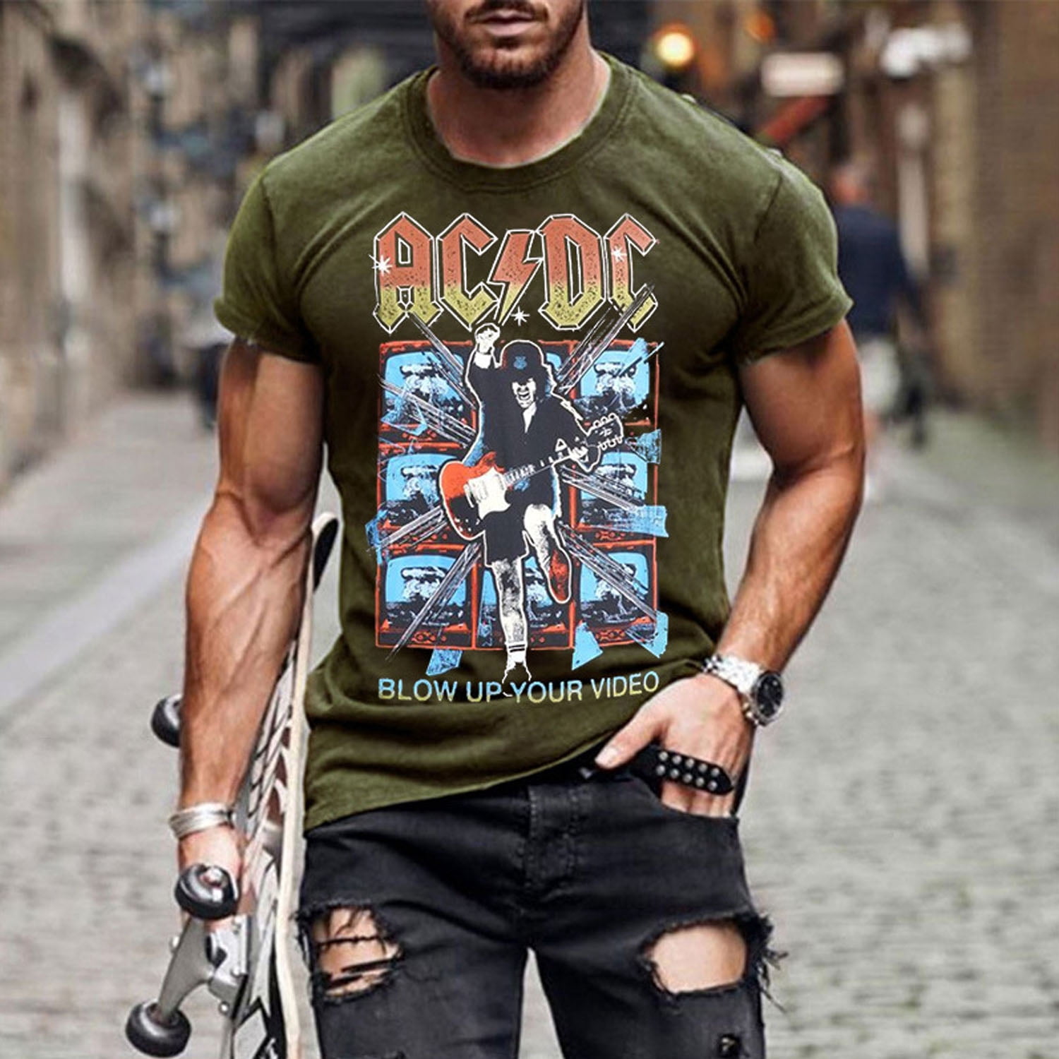 summer rock band printed baggy 