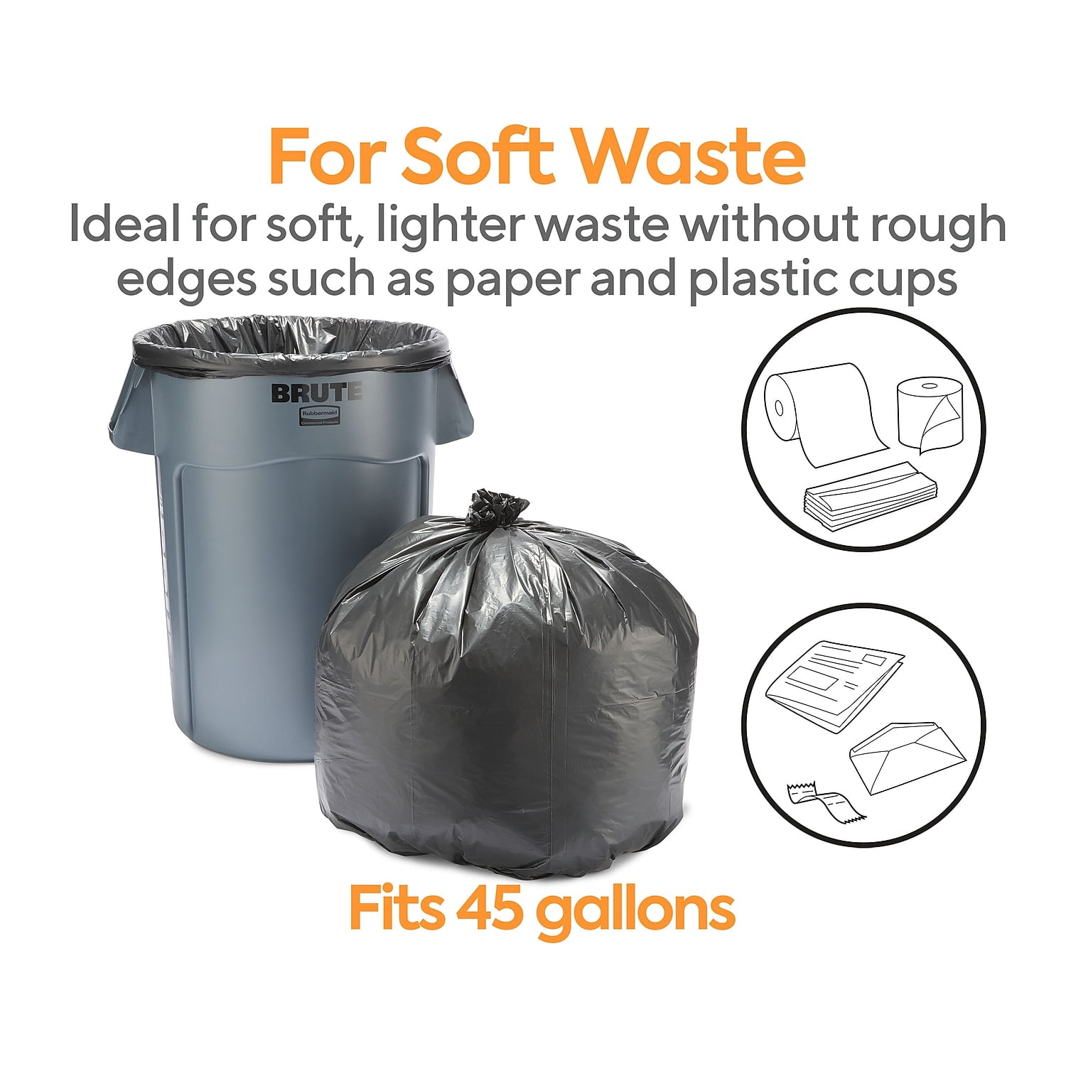Staples Coastwide Professional 40-45 Gallon Trash Bag 40" x 48" High Density 22 mic Black 150