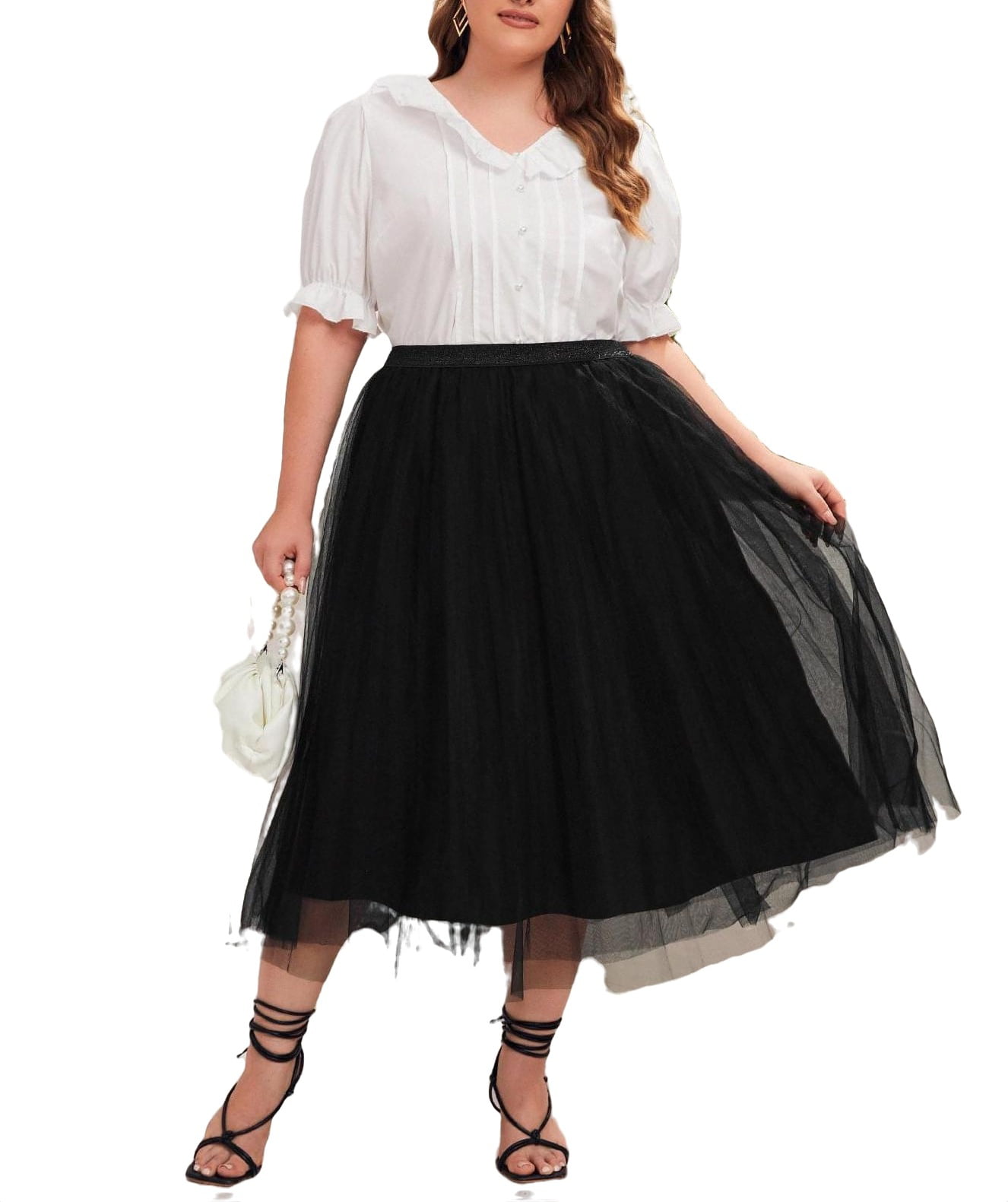 Women's Black Party Plain Pleated Plus Size Skirts - Walmart.com
