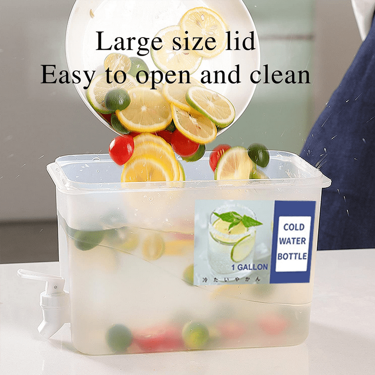Elsjoy Plastic Drink Dispenser with Spigot, 1.2 Gallon Beverage Dispenser  Cold Drink Container for Iced Tea, Lemonade, Fridge, Bar, Party, Lock Lid
