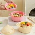 thumbnail image 6 of 1 Set Large 45oz Cute Ramen Noodle Bowl Microwavable Cute Pig Ramen Cooker Wheat Straw Microwave Bowl with Strainer Lid Handle Gift for Home Dorm College, 6 of 9