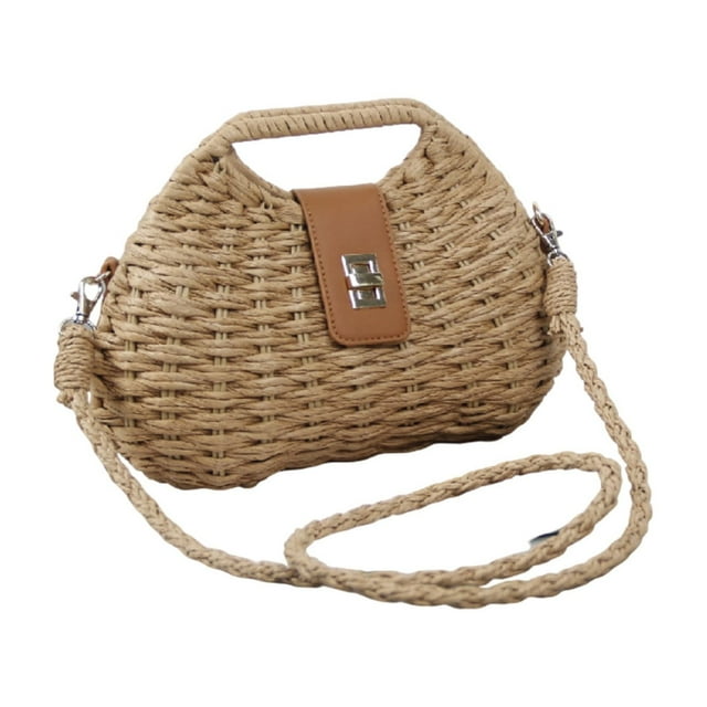 Ladies' Leisure Woven Beach Bag - Dumpling Handbag Rattan Wallet Summer Crossbody Stylish Tote Travel Companion