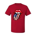 thumbnail image 2 of Wild Bobby, American Flag Lips Tongue Out, Men Graphic Tees, Red, Large, 2 of 3