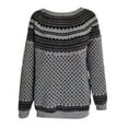 thumbnail image 5 of sususu Womens Fall Vintage Fair Isle Sweater Ethnic Argyle Sweaters Long Sleeve Crewneck Colorful Loose Pullover Jumper Top,A01-Grey,M, 5 of 5
