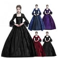 thumbnail image 6 of Summer Savings Clearance 2024 yoeyez Renissance Women's Dress Square Neck Flare Sleeve Lace Princess Dress Retro Victorian Dress Medieval Court Ball Gown 2024 halloween costumes for women, 6 of 7