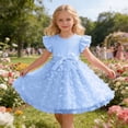 thumbnail image 2 of RMGVDSD Toddler Flower Girl Dress Girls Summer Dress Ruffle Sleeves Tulle Dresses Bowknot Tutu Birthday Princess Dresses Party Sundress 4-5 Years, 2 of 5