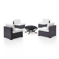 thumbnail image 3 of BISCAYNE 4 PERSON OUTDOOR WICKER SEATING SET IN WHITE - FOUR ARMLESS CHAIRS, ASHLAND FIREPIT, 3 of 4