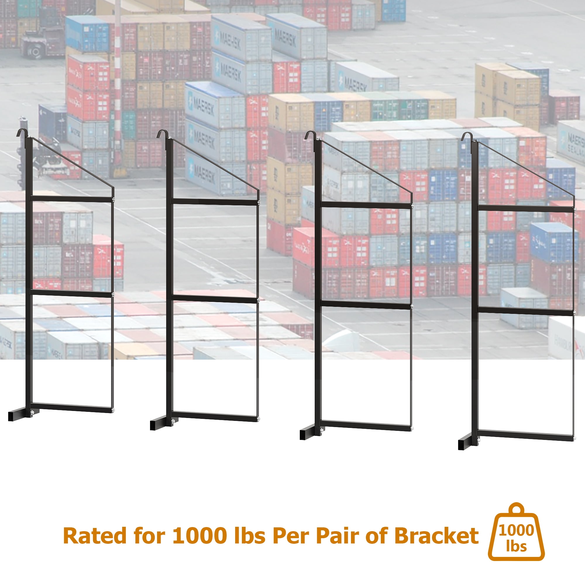 2/4 Pack Shipping Container Shelving Brackets 3-Tier,1100LBS, Hang & Hook Type, Cargo Containers Storage Shelves, Easy to Install Removable, Heavy-Duty