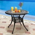 thumbnail image 1 of Gymax 36'' Outdoor Round Dining Table with Umbrella Pole, Cast Aluminum (1 Count), 1 of 10