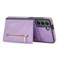 thumbnail image 4 of SaniMore for Samsung Galaxy S23 2023 Back Case with Zipper Card Pokcet Flip Wallet/Kickstand Shock Absorption Anti-fall Retro PU Leather Wear-resistant Shell For Samsung Galaxy S23, Purple, 4 of 9