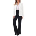 thumbnail image 2 of INSPIRE CHIC Striped Blazer for Women's Notched Lapel One Button Long Sleeve Work Office Suit Jackets M White, 2 of 5