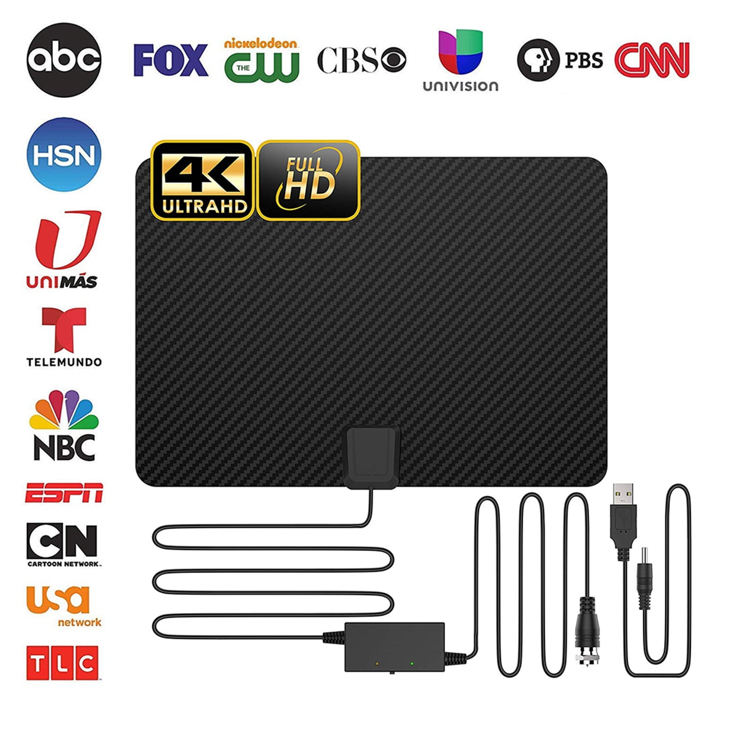 Amplified HD Digital Indoor TV Antenna - Long 230 Miles Range Amplified TV Antenna Support 4K 1080P Teletision and All TV's - Indoor Smart Switch Amplifier Booster TV Antenna - 17ft Coax Cable
