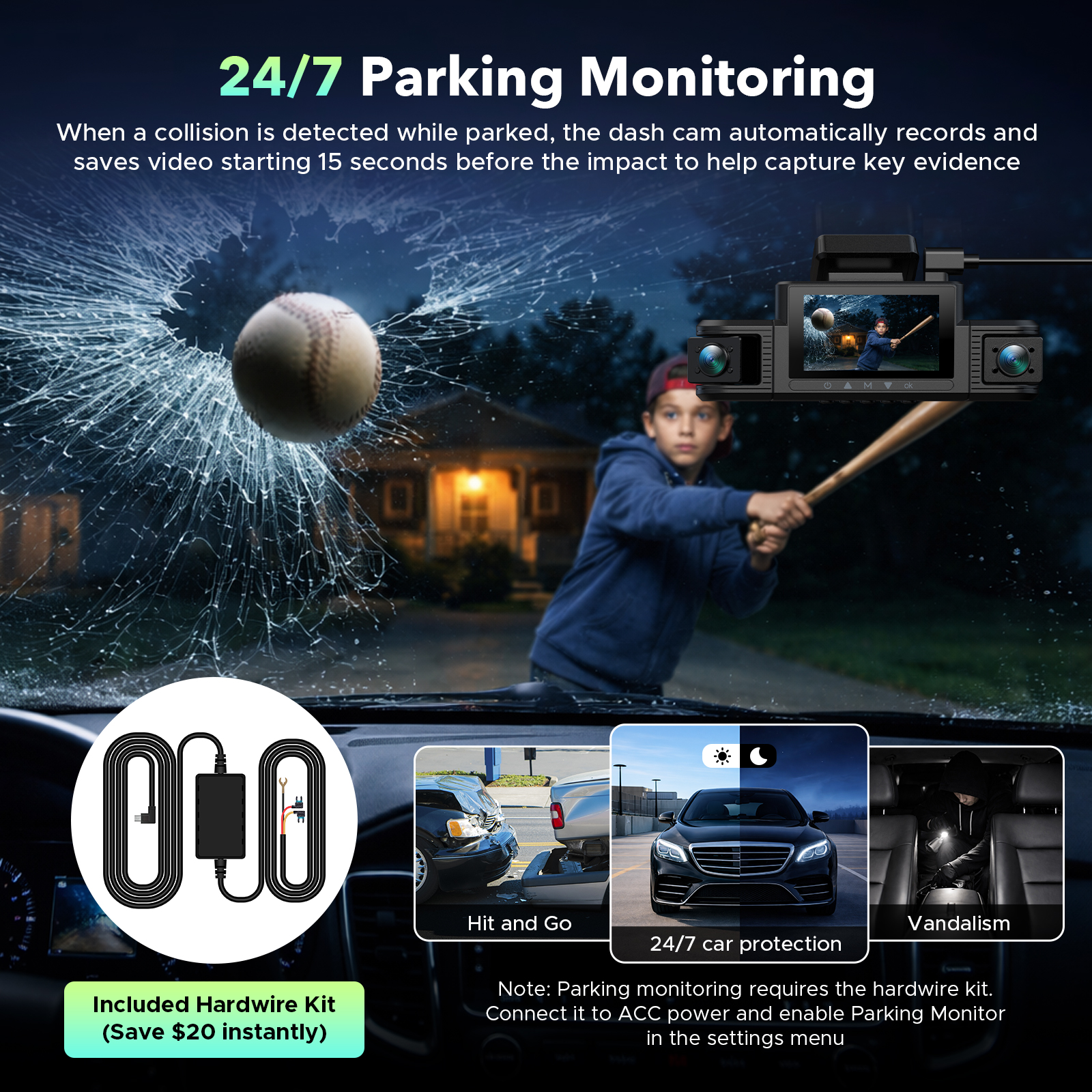 Lamtto 4-Channel Dash Cam, 2K + 1080P with WiFi photo 5