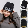 thumbnail image 4 of King & Queen Beanies Knit Cap Embroidery Thick Warm Winter Hats for Men Women, 4 of 4