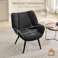 thumbnail image 2 of Studyset Modern Mid Century Accent Armchair, Comfortable Living Room Single Sofa for Bedroom, Corduroy Uphosltered Reading Chair for Office Study, White Accent Chair with Arms Wingback & Metal Legs, 2 of 7