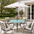 thumbnail image 2 of Round Outdoor Tablecloth with Umbrella Hole and Zipper, Teal Ombre Coastal Tablecloth with Elastic Waterproof, Nautical Beach Starfish Coral Summer Patio Table Covers for 31" - 35" Pool Tables, 2 of 9