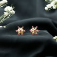 thumbnail image 3 of Rosec Jewels Ruby Snowflake Stud Earrings for Women - AAA Quality - July Birthstone Earrings, 18K Yellow Gold, 3 of 7