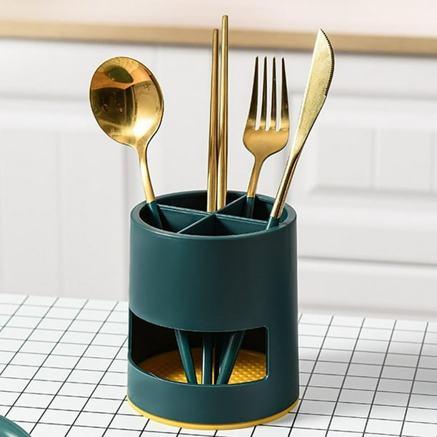 Soporte para cepillos de 4 ranuras Organizador de almacenamiento para Soporte para brochas de maquillaje Soporte para bolígrafos Encimera Verde perfecl Porta cepillo de dientes