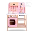 thumbnail image 1 of Kids House Cocina De Madera My Chef Home Kitchen, Cocina de Juguete para Niñas, Color Rosa con Acabados en Madera, Incluye 1 Sartén, 1 Olla, 3 Utensilios de Cocina, 1 Pimentero y 1 Salero, 1 of 5