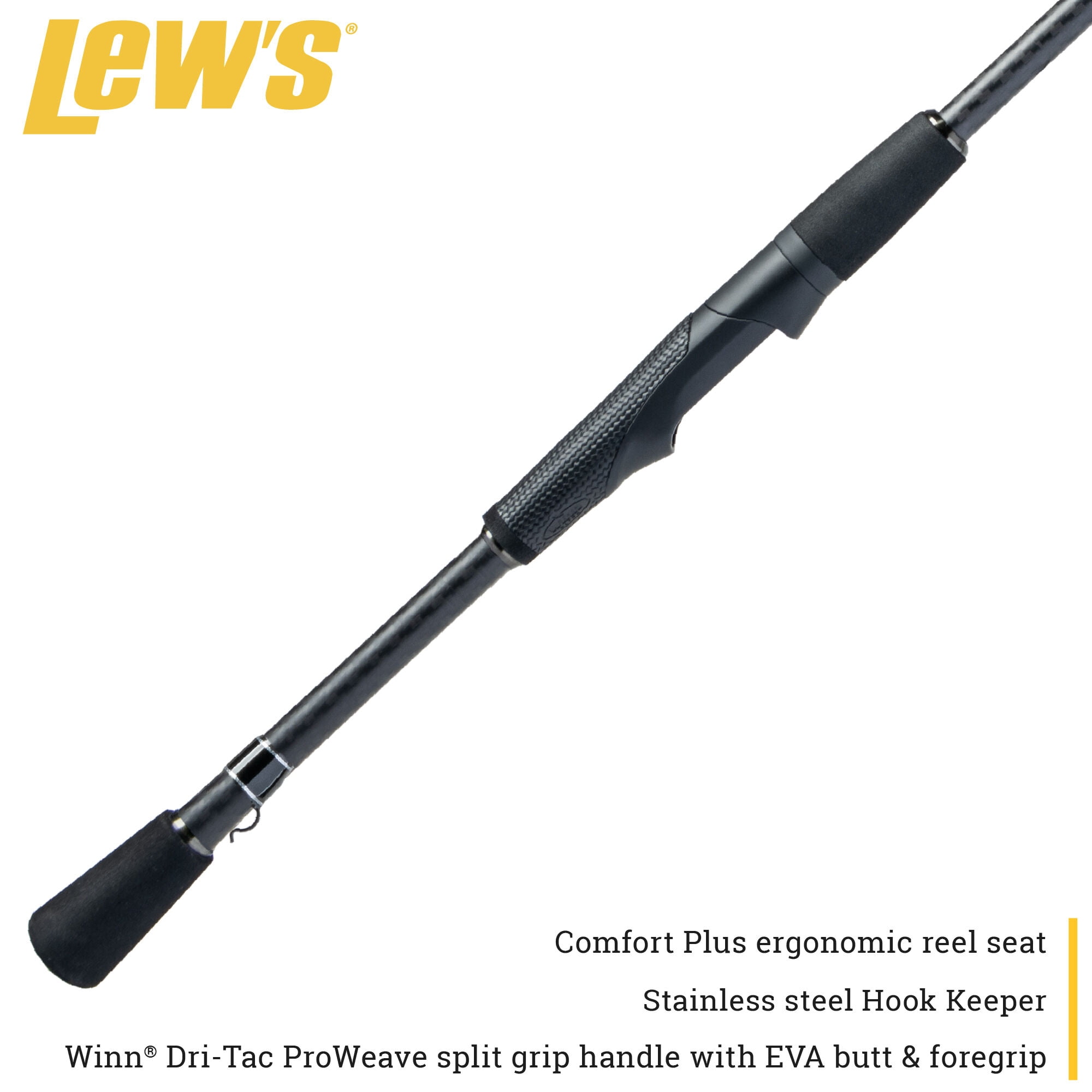 Lew’s Custom Lite Spinning Fishing Rod, 6-Foot 9-Inch Rod, X-Fast Action, Medium-Light Power, Black